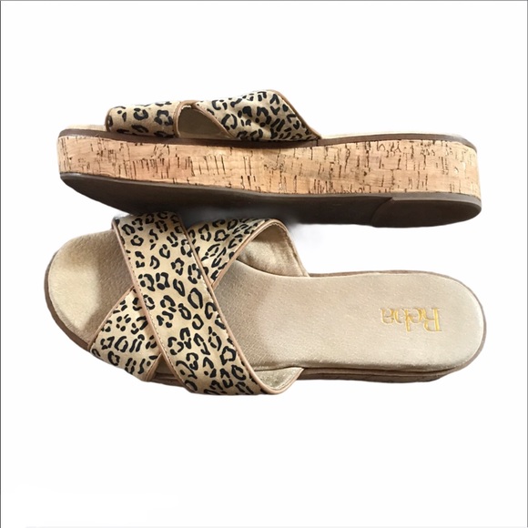 Reba PAYDEN Leopard Print Cross Band Slides - Picture 2 of 4